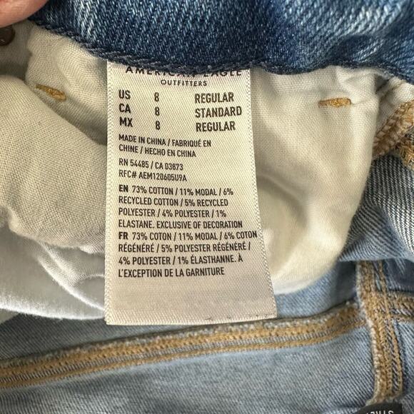 American Eagle Curvy Mom Jean Short Women's 8 Blue Denim Western Festival‎ - Picture 3 of 7
